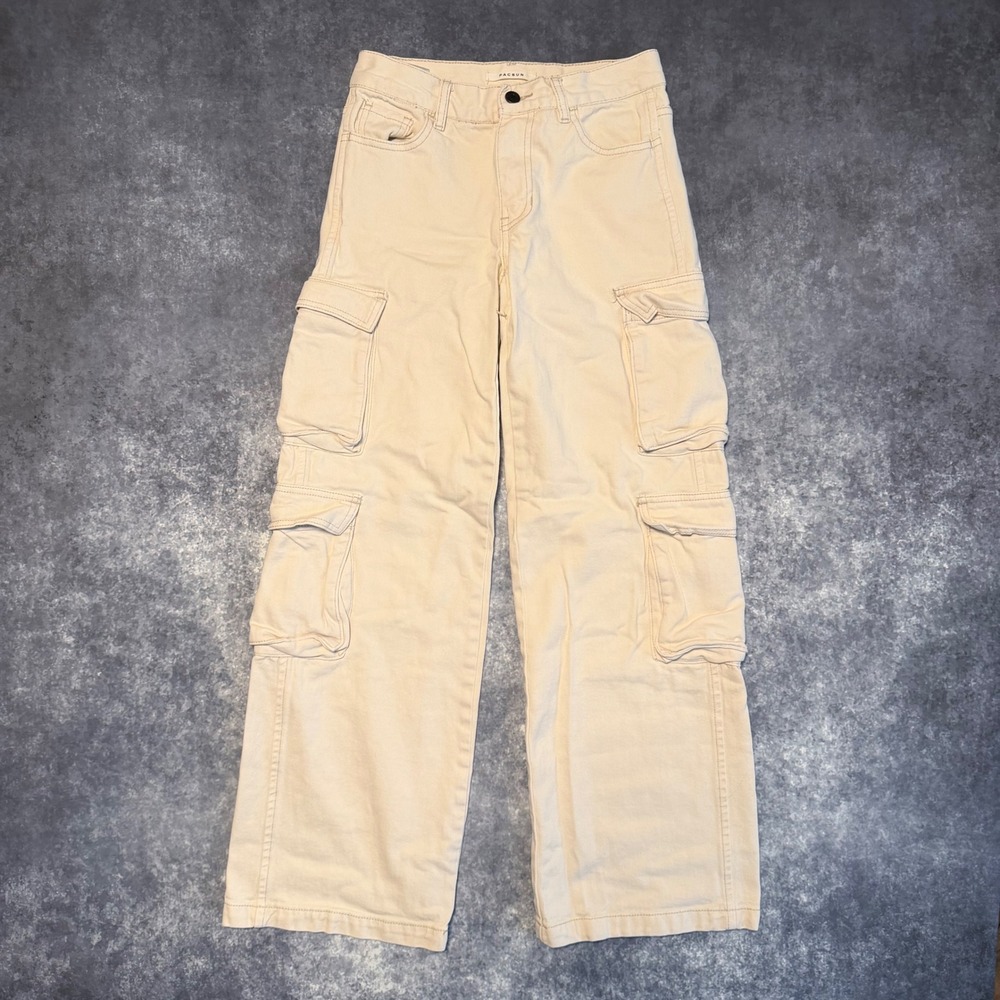 PacSun Womens 90s Baggy Cargo Pants Tan Beige Size‎ 22 High Rise Wide Leg
